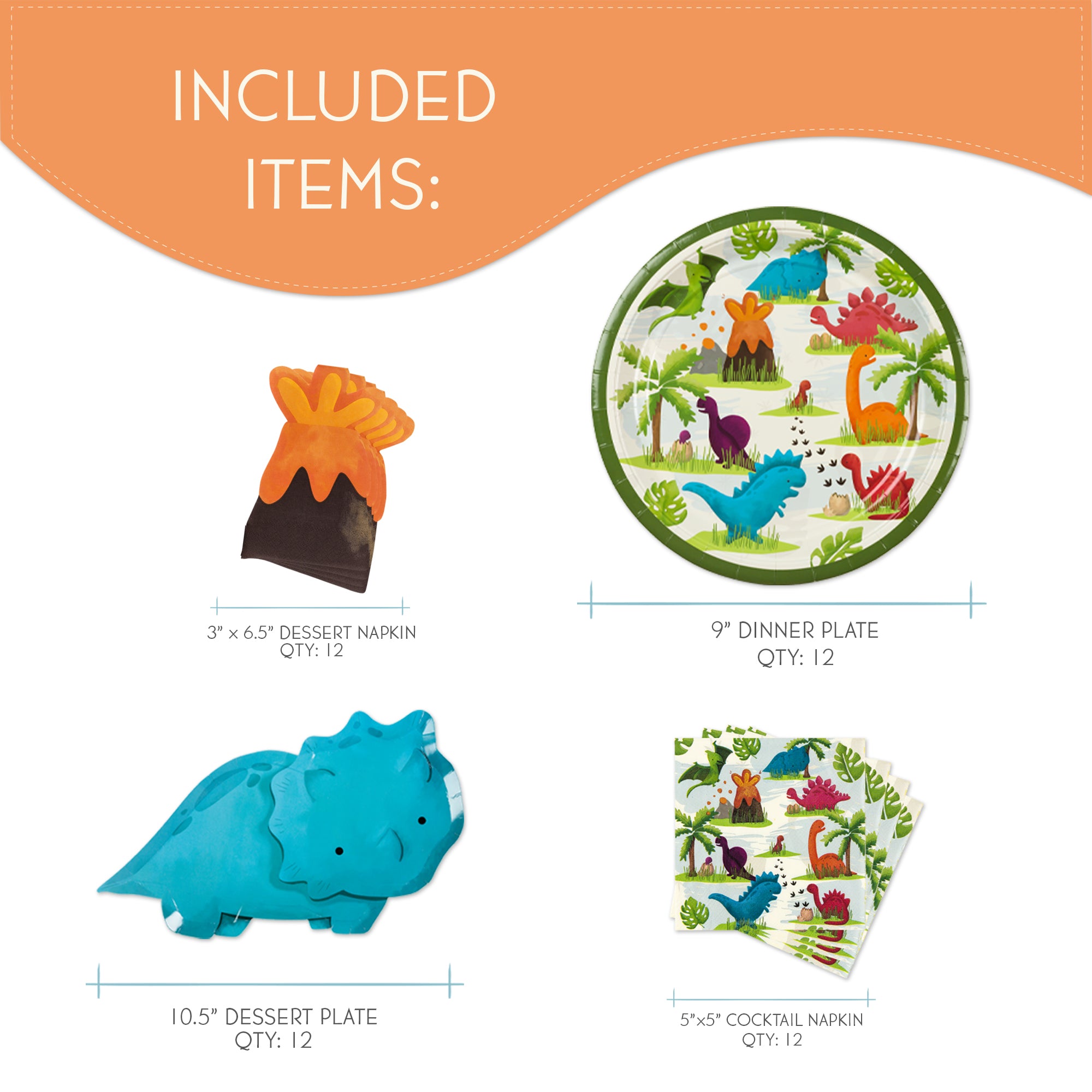 Dinosaur paper napkins and plates set for party
