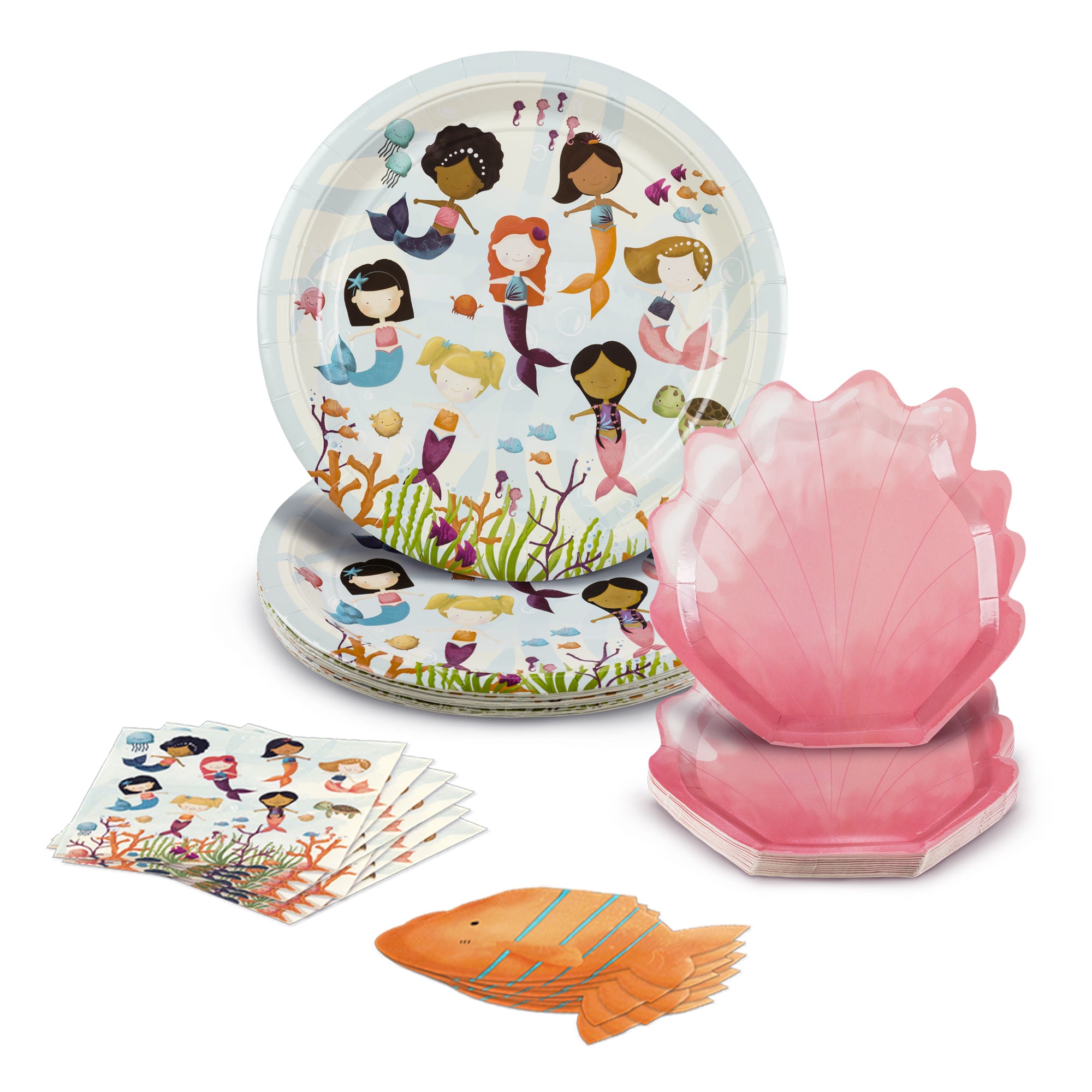 Syncfun 145 Pcs Mermaid Party Supplies For Kids Birthday With Banner 24 Serves Disposable