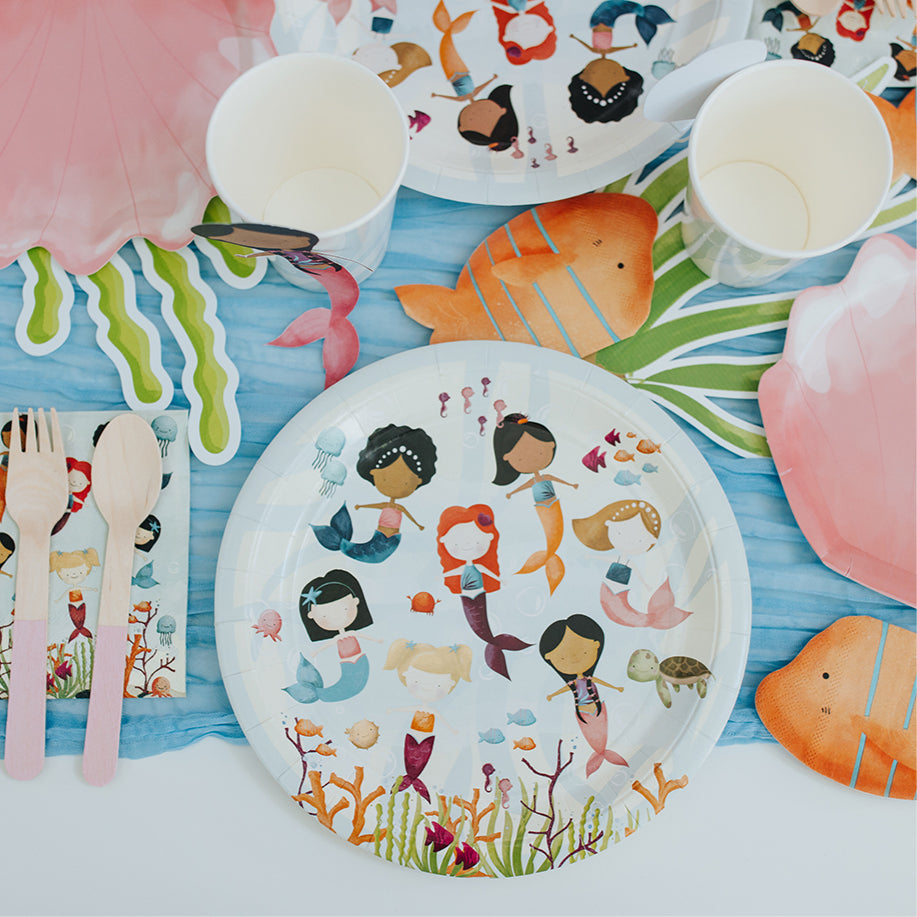 Mermaid birthday party plates and napkins