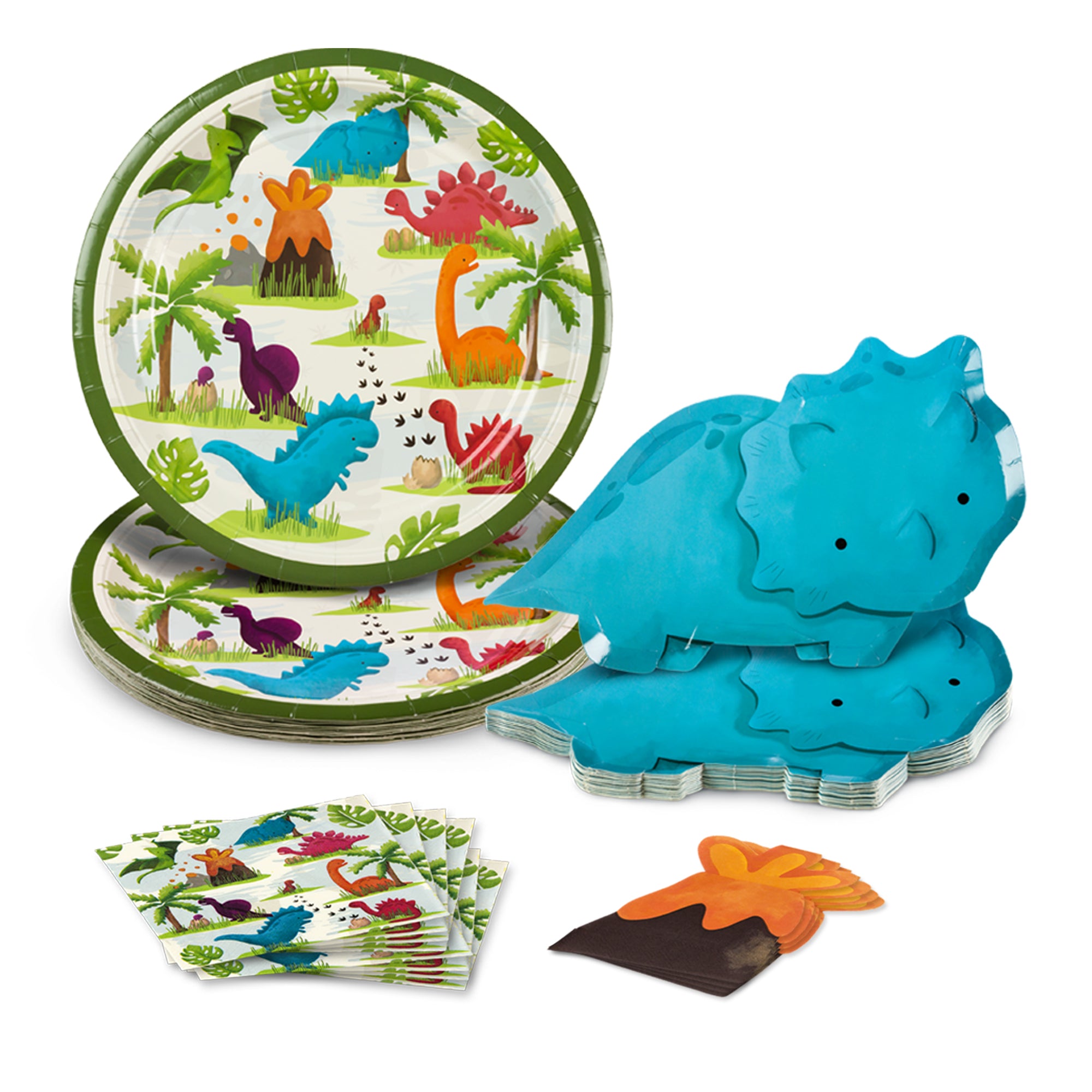 Dinosuar paper plates and napkins set for birthday party