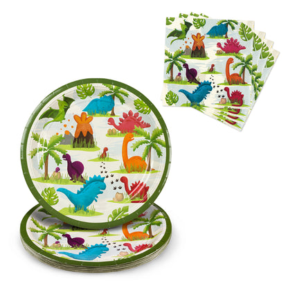 Dinosaur birthday plates and napkins for party