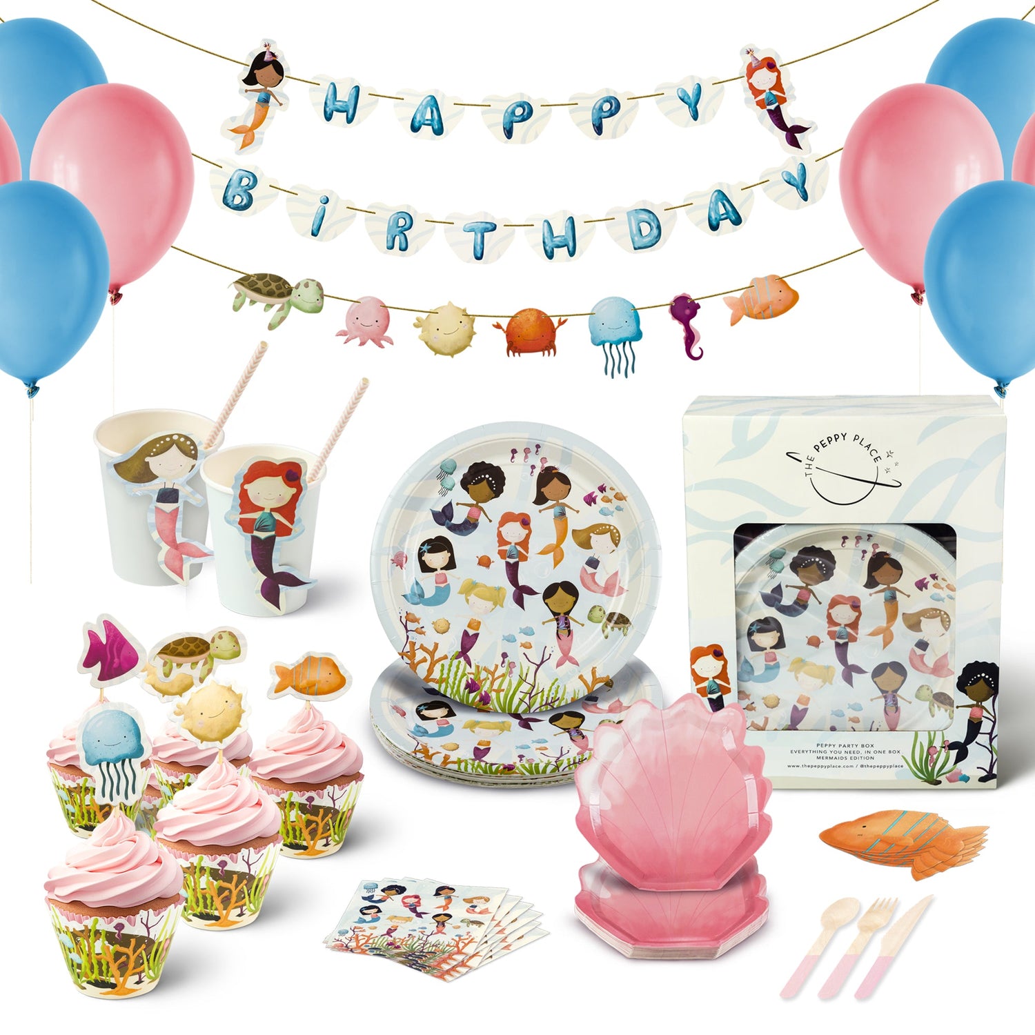 Mermaid birthday decorations set for party